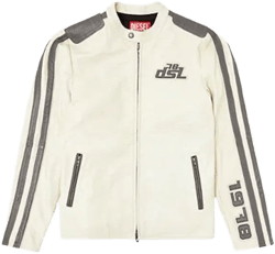 Mens L-pop Embroidered Logo-patch Leather Biker Jacket 129 In White
