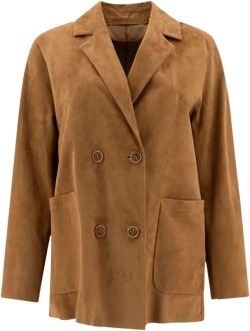 double-breasted suede jacket