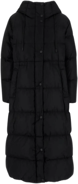 Long Quilted Hooded Jacket In Black