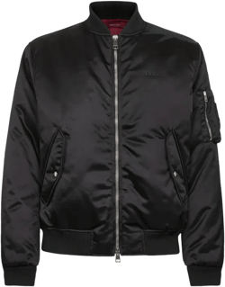 Heavy Nylon Canvas Bomber Jacket In Black