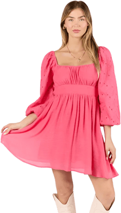 Beautiful Thoughts Pink Lace Sleeve Mini Dress FINAL SALE
