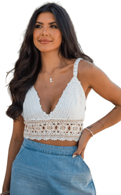 Headliner Ivory and Beige Crochet Tank FINAL SALE