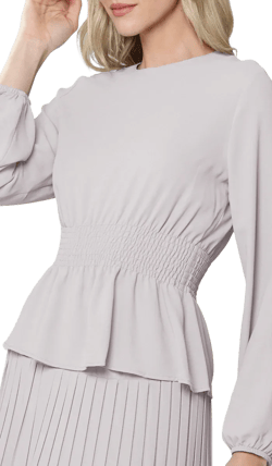 Lulu Modest Essential Peplum Blouse - Latte