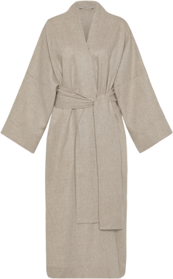 Athens Robe Oat Wool Cashmere Flannel