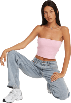 Shae Bandeau Knitted Top in Pink
