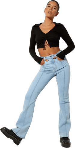 Seam Flare Jeans in Light Wash