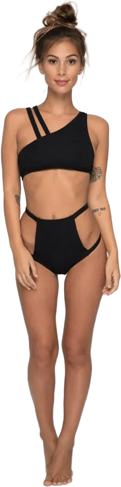 Still Water Cutout Bikini Bottom in Black