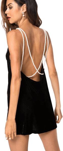 Tori Dress in Velvet Pearl Black