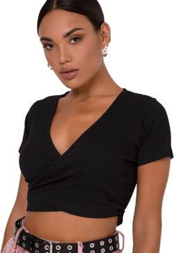 Bria Crop Top in Rib Black