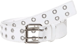 Double Grommet Belt in Punk White PU