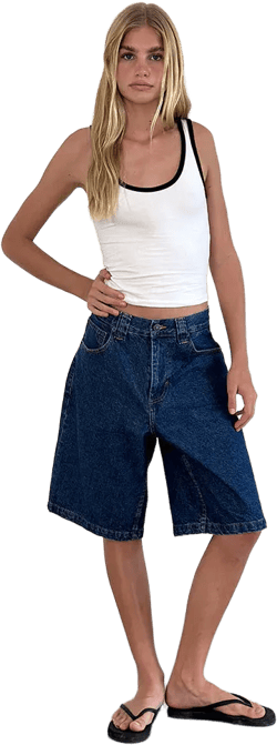 Jastiya Vest Top in White with Black Binding