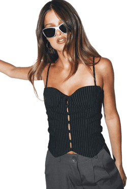 Archette Corset Vest Black Pinstripe