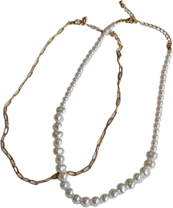 Basalt Pearl Necklace Gold