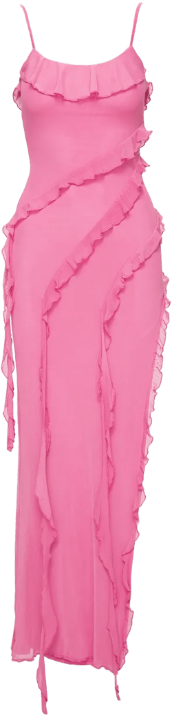 Valerian Frill Maxi Dress Pink