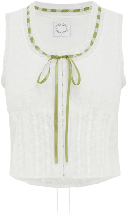 Adeline Top | White/Green