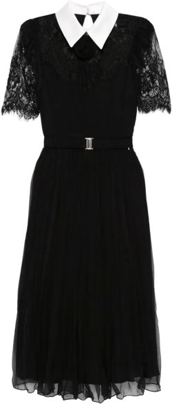 lace-detailed silk midi dress