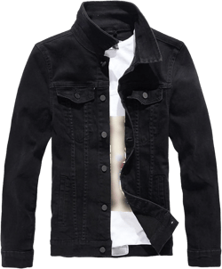 Mens Button Front Denim Jacket Washed Classic Casual Jean Jackets Slim Fit Lightweight Cowboy Outwear