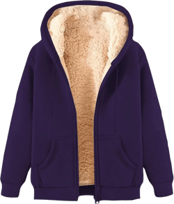 Zip Up Hoodie Men Warm Sherpa Fleece Lined Fall Winter Hooded Sweat Jackets Casual Cozy Fuzzy Wool Coats with Pockets A016-purple Large