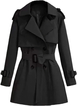 Womens Autumn Jackets And Coats Women's Short Trench Coat Korean Style Casual Lapel Cropped Coat X-Large Black (Spring)