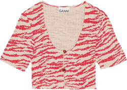 crinkled zebra-print cropped top