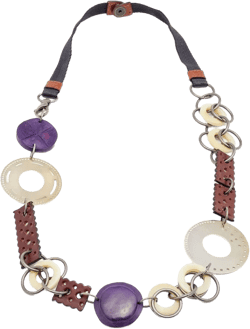 wood-detail leather necklace