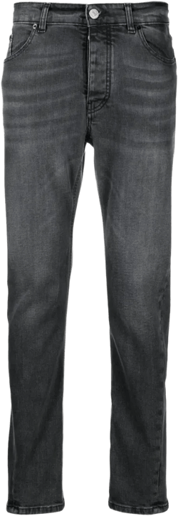 raised-logo washed-denim jeans