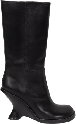 90mm leather wedge boots