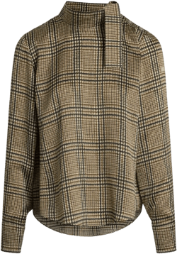 plaid-pattern scarf-detail blouse