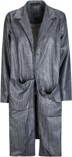 Long Medium Dark Wash Denim Jacket In Gray