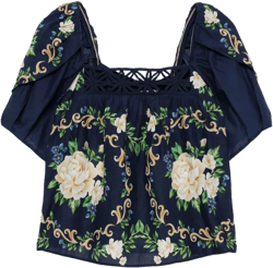 floral-print puff-sleeve blouse