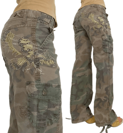 Y2K Embroidered Camo Cargos - Small