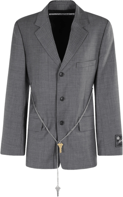 Alexander Wang Women's Gray Tailored Blazer W Chain