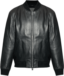Officine Generale Men's Black Zippered Leather Jacket