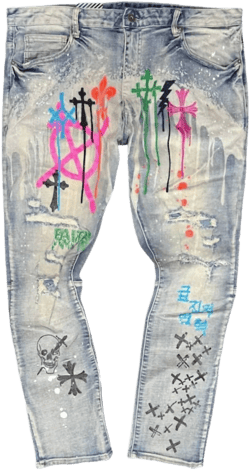 Smoke Rise Men's Blue Gothic Fashion Jeans