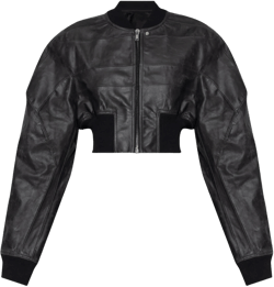 Rick Owens Women's Black Leather Jacket Girdered