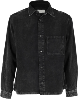 Haikure Men's Black Button Long Sleeve Denim Jacket