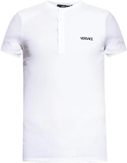 Versace Men's White Underwear T-Shirt With Embroidered Logo