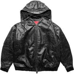 Kusikohc Men's Black Leather Bomber Jacket