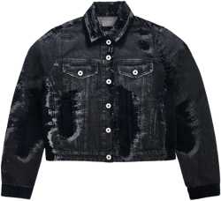 Jean Paul Gaultier Women's Black Denim Jacket With Flock Detailing
