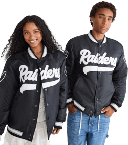 Aéropostale Men's Black Las Vegas Raiders Satin Bomber Jacket