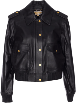 MICHAEL Michael Kors Women's Black Leather Moto Jacket