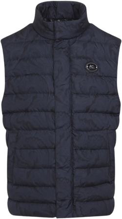 Etro Men's Blue Pegaso Patch Down Vest