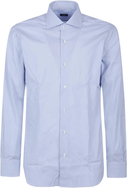 Barba Napoli Men's Blue Long Sleeve Neck Shirt