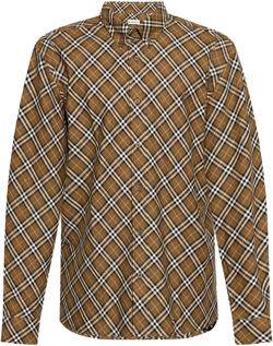 Burberry Men's Green Cotton Checked Shirt