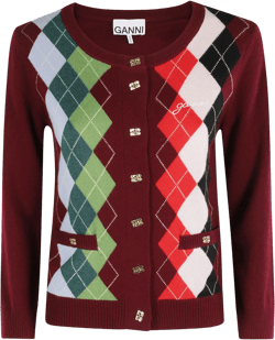 Ganni Women's Red Cashmere Wool Mix Cardigan