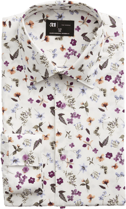 Le 31 Men's Gray Forest Flowers Shirt Modern Fit