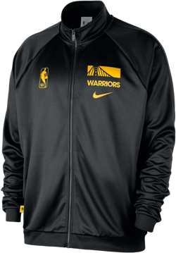 Nike Men's Black Golden State Warriors Club Courtside Nba Poly-Knit Track Jacket