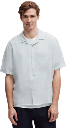 lululemon Men's White Lightweight Camp Collar Button-Up Shirt