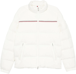 Moncler Men's White Stripe-Detail Quilted Jacket