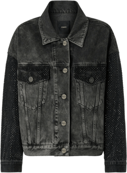 Pinko Women's Black Denim Trucker Jacket With Mini Studs